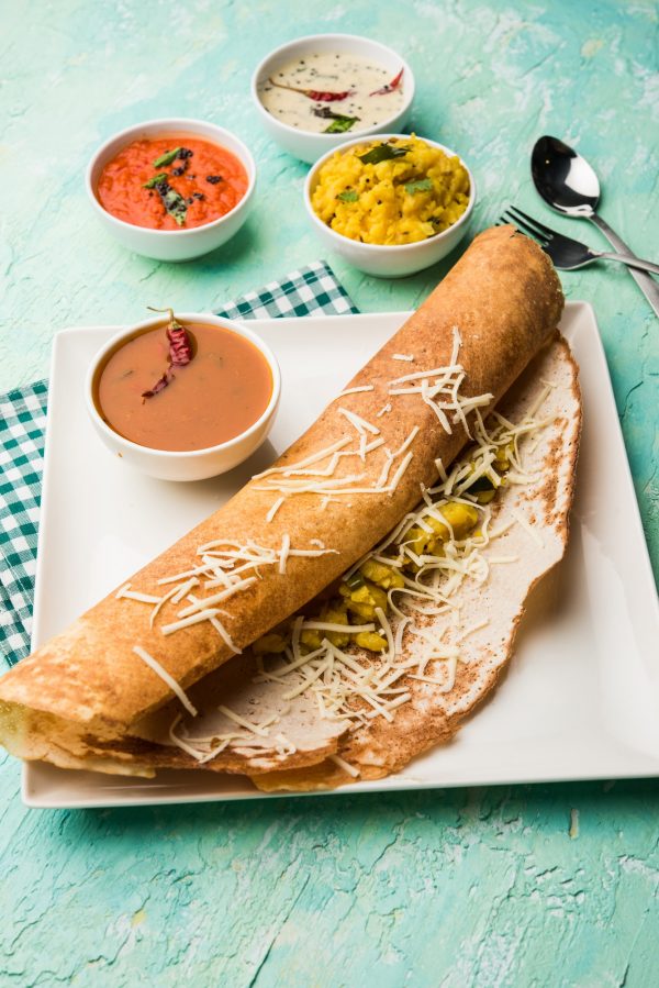 Cheese masala dosa is a South Indian food